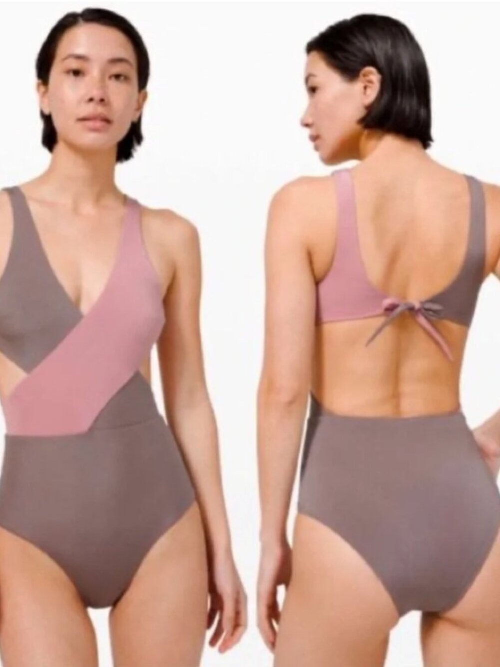Lululemon two toned pink/shimmer 1 piece swimsuit